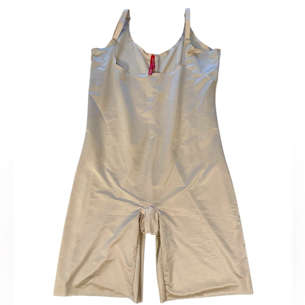 Spanx Open Bust Bodysuit 2X Plus Size Midthigh Bodysuit XXL Beige